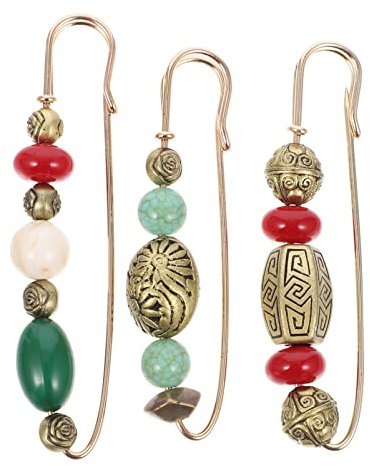 ifundom 3 Pièces Vintage Perlé Broche Rétro Broche du Sein Alliage Épingles De Sûreté Broches pour Cardigan Chandail Corsage Femmes Vêtements Décoration