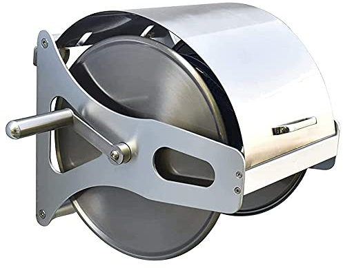 MNSSRN Wandmontierter Schlauch Lagergestell mit Abdeckung, Haushaltsauto Wawing Water Water Set mit Deckel Edelstahl Aluminium-Eimerschlauch Rolle,15m
