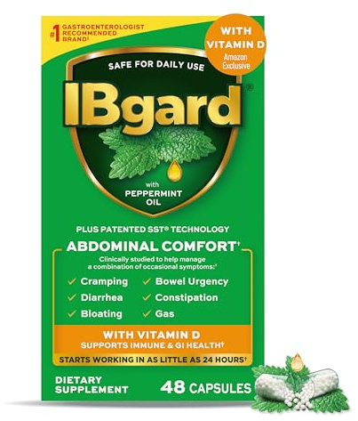 IBgard With Vitamin D, Peppermint Oil Capsules, Supports Immune and GI Health, 48 Capsules (Amazon Exclusive)