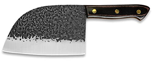Cuchillo DE Cocina 7 '' Pulgadas Cuchillo de carnicería Cuchillo de Acero Forjado Cutter de Hueso Cubierta de Cuero Caja de Cuero Caja de Regalo Caja de Regalo Serbian Chef CHEFER Herramientas