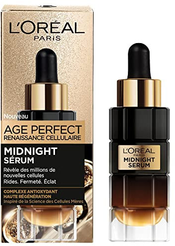 L’Oréal Paris – Midnight Sérum Age Perfect Renaissance Cellulaire - Soin Visage Anti-Rides, Fermeté, Éclat – Au Complexe Antioxydant Protecteur - Tous Types de Peaux – 30 ml