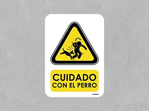 Oedim Señal Cuidado con el Perro, 14,85x21cm, Señaletica en Material PVC de 3mm, Duradera y Económica