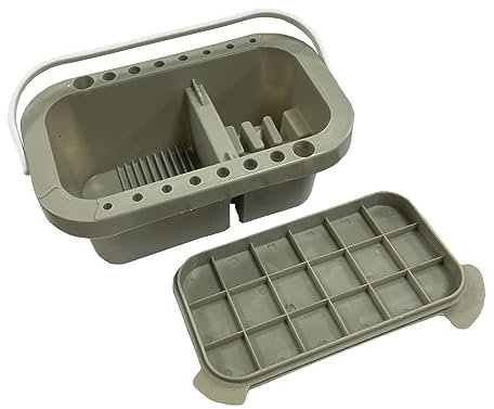 QDS Artist Paint Brush Cleaner Washer Storage Holder Bath Tub & Mixing Palette with 16 Holes, White