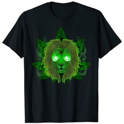 Marijuana Lion Graphic Smoke 420 Dénoyauteur pour homme T-Shirt
