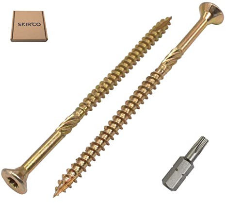 SKIR'CO (20 Stück) Universal Verzinkter Stahl 5,0 x 120 mm Gelb Holzschrauben Senkkopf Torx Kopf Typ 17 Spanplattenschrauben (20, 5,0 x 120 mm)