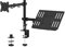 GRIFEMA Support Ecran PC 2 Ecran avec Plateau pour Ordinateur Portable, Bras Ecran PC VESA 75x75-100x100 MM, Rotation à 360°, Inclinaison d'angle de ± 90°, Réglable en Hauteur, Poids Max 10KG, Noir
