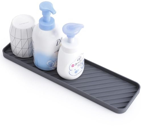 Silikontablett, 40cm Spülbecken Organizer Kosmetiktablett Küchen Badezimmer Organizer Abtropfmatte Silikon Waschbecken Organizer Silikon Schwammhalter