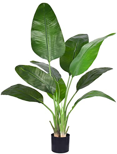 Palma Areca artificiale, piante finte uccello del paradiso, palma tropicale finta in vaso, Dypsis Lutescens, decorazione per casa e ufficio, regalo di inaugurazione della casa (1,22 m, uccello del