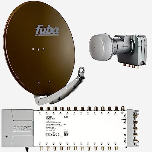 Fuba Sat Anlage 24 Teilnehmer | DAA 780 B Satellitenschüssel 80cm Alu braun (Testergebnis: ausgezeichnet)* + Fuba Quattro LNB + Fuba Sat Multischalter 24 Teilnehmer (DVB-S2, HDTV, UHD 4K/8K, 3D)