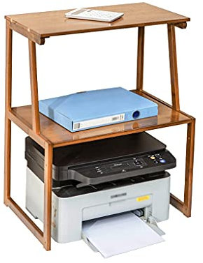 FLYIFE Desktop-Druckerständer, Druckerständer für Schreibtisch, doppeltes Lagerregal, Bücherregal, Dokumentenhalter, Aufbewahrung von Druckern, Faxen, Druckertisch, Druckerwagen, Drucker-Desktop-St
