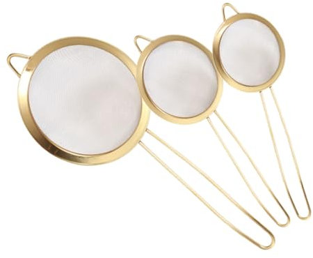 ABOOFAN Ensemble De 3 Passoires En Acier Inoxydable Couleur Or Avec Poignée Pour Pour La Farine Et Le Jus