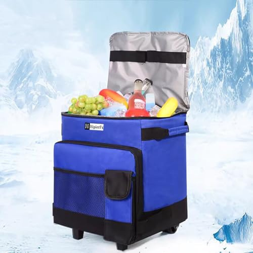 HipierFx Tragbarer Kühler mit Rollen und Griff, zusammenklappbar, auslaufsicher, isoliert, weiche Kühltasche für Strand, Camping, Terrasse, Reisen, Outdoor-Ballfelder