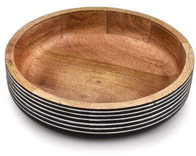 EDHAS Decorative Bowls Mango Wood Round Wood Decorative Bowl Modern Rustic Decorative Bowls for Home Decor or Decorative Bowl for Table (10 X 10 X 2.5)