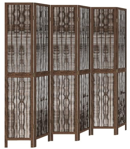 vidaXL Rumsavdelare 6 paneler mörkbrun massivt kejsarträ, skiljevägg, hopfällbar skiljevägg, skärmvägg, hopfällbar rumsavdelare, skiljeväggar