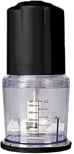 Tritatutto elettrico con bicchiere graduato 500 ml lame in acciaio inox utile per tritare sminuzzare verdure carne pesce (NERO)