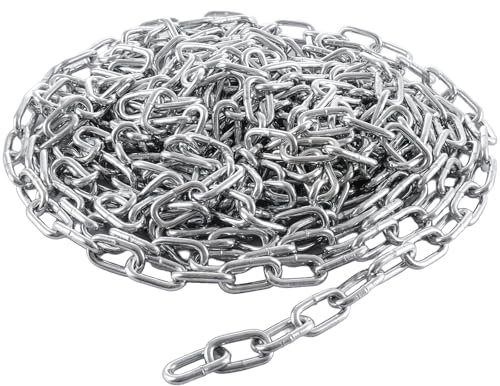 JMIATRY 10 Metres Length 304 Stainless Steel Chain, 5mm Heavy Duty Chain Link, Galvanized Steel Welded Links Chains Lift for Fence Gate, Garage Door, Swing Chaines and Bicycle Security Locks