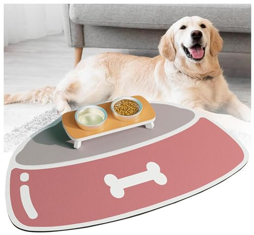 Hundematte für Futter und Wasser, für Futter und Wasser, schnell trocknend, Gummi, leicht zu reinigen und keine Flecken, Katzenfutter und Wassermatte für Hund und Katze, Rosa, 30 x 50 cm