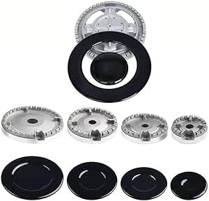 Ofenherd-Gasbrenner-Kronen- Und Flammenabdeckungs-Set, Gasherdabdeckung Aus Metall, Passend Für Alle Gasherdbrenner Zwischen Den Größen (Concave,5 pieces)