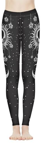 Xhuibop Star Moon Yoga Leggings for Women High Waist Breathable High Waist Workout Pants for Women Size XL Black Yoga Leggings High Waisted Casual Slimming Gym Active Tight