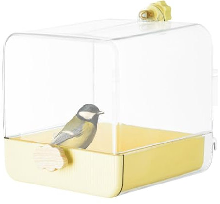 Acunny Vogelbad für Käfig, Sittichbad,Papageiendusche, Vogelbadewanne | Vogeltränke für den Innenbereich mit unterer Schublade, Käfigbadewanne für Papageien mit Haken für Sittiche, Wellensittiche