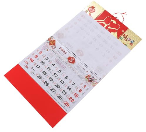 Cabilock Chinesischer Wandkalender Mit Goldener Traditioneller Hängender Kalender Für Büro Und Zuhause Multifunktional Und Dekorativ