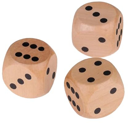 YueJieSelected Dadi in legno, cubetti di legno, grandi dimensioni, 30 mm, diametro in legno (3 pezzi)