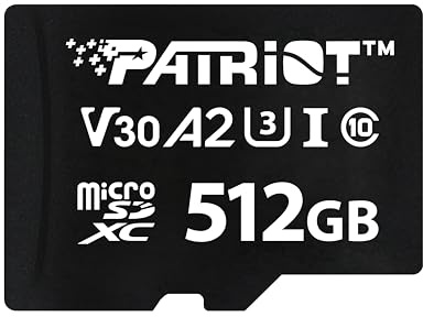 Patriot Serie VX 512GB Micro SDXC V30 A2 UHS-I U3 Tarjeta de Memoria 4K UHD - PSF512GVX32MCX