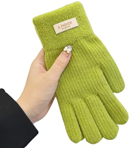 JINZIJINYU Handschuhe Strick Damen Warm Gestrickte Wollhandschuhe Für Damen Winter Kälteschutz Dick Samtig Bonbonfarbe Radfahren Touchscreen Offen Fünf Finger