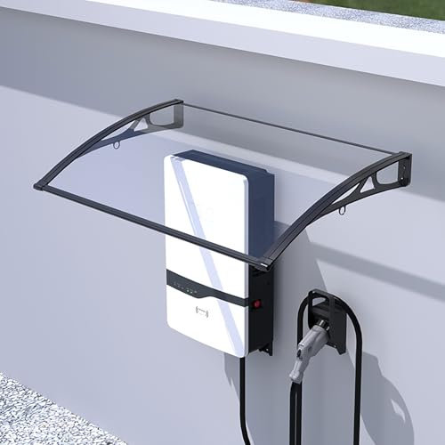 Terrassenüberdachung Markise mit UV-Regen- und Schneeschutz, Vordertür, Fenstermarkise, Sonnenschutz, Polycarbonat-Abdeckung, Hohlblech, Schwarz, 120 cm