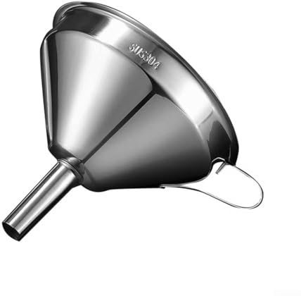 Lecreatekit Embudo de Acero Inoxidable Silver 11 cm, 13 cm, 15 cm - Fácil de Limpiar y Manejar - Ideal para Llenar Botellas y Frascos - Utensilio de Cocina Esencial