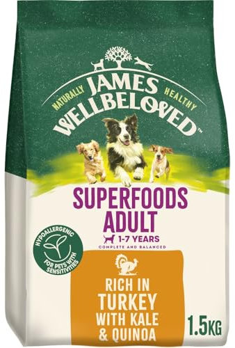 James Wellbeloved Dog Superfoods Hypoallergenic Dry Food Adult Turkey Kale and Quinoa 1.5 kg