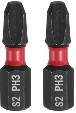 sourcing map 2pcs PH3 Phillips Screwdriver Bit 1/4 Hex Shank 25mm/1 Length Magnetic Cross Head Hex Bits S2 Steel Screw Driver Bit Industrial Grade Electric Drill Bits