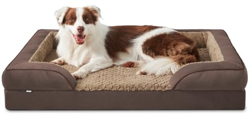 JOEJOY Panier Chien Grande Taille Orthopedique, Memoire de Forme Lit pour Chien Dehoussable Lavable, Coussin avec Structure en Nid d'abeille et Doublure Imperméable, Marron foncé