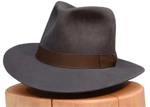 Classico Fedora Cappelli di Lana Fedora Cappello Vintage Morbido Feltro Cappelli Uomini Trilby Cappelli Popolare Copricapo Cappello Uomo Retro Fedora Cappello Donne, Grigio, 58 cm
