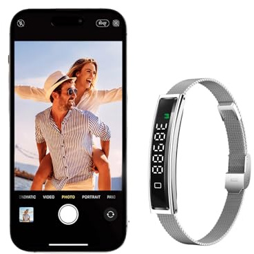 XUMIUZIY Smart Armband Fitness Tracker, Bluetooth 5.3 Smart Health Wristband för Män Kvinnor, Lätt och Fashionabla, Bärbar Aktivitet & Fitness Tracker Band (Silver)