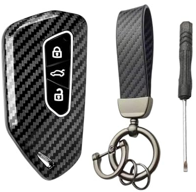 TAKONE Schlüsselhülle VW Golf 8 Cupra Formentor Skoda Octavia Carbon Design | TPU Schlüsselhülle, Carbon Design, 360° Schutz, inkl Schlüsselanhänger