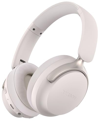 RORSOU B8 Bluetooth Headphones Over Ear, 6 EQ Music Modes and 50H Playtime Deep Bass Wireless Headphones with Mic, Lightweight Folding HiFi Stereo Headset for iPad/Travel/Tablet/PC/Home Grey