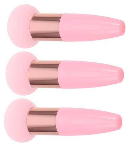 iplusmile 3 piezas Esponjas de Maquillaje Coreanas con Mango de Esponja de para Base Polvo y Rubor Aplicador Multifuncional para Mezcla Uniforme y Fácil Limpieza