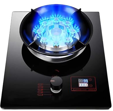 Plaque De Cuisson À Gaz 1 Brûleur, Cuisinière De Comptoir En Acier Inoxydable, 5,2 KW, 9 Cavités, Minuterie Haute Puissance, Verre Trempé Noir, Avec Sécurité Anti-extinction(LPG)