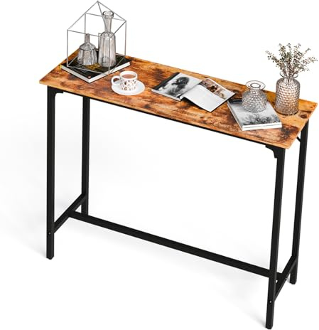 Bonnlo 110cm Rectangular Bar Table,Pub Breakfast Table with Metal Frame