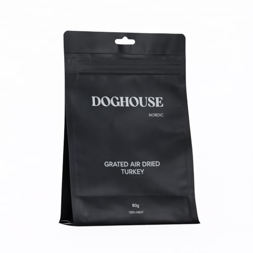 Doghouse Nordic Flavoring, luftgetrocknetes Fleisch für Hunde, proteinreiches Futterergänzungsmittel, grob gemahlen, 100% Fleisch, nahrhafter Hundesnack, ohne Zusatzstoffe, Appetitanreger (Truthahn)