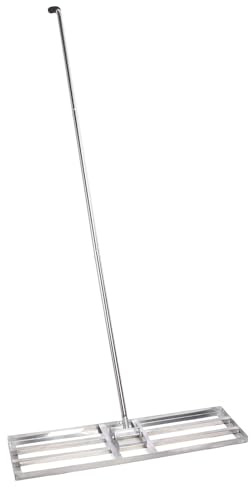 TOPINCN Gräsutjämningsräfsa, Gräsutjämnare med Långt Handtag i Rostfritt Stål, Heavy Duty Yard Level Tool för Utjämning Av Jord, Sand