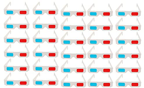 MOBUTOFU Occhiali 3d Usa e Getta in Cartone Lenti Rosse e Blu, Set da 30 Pezzi per Film e Video Anaglifi, Leggeri e Portatili, Adatti e Adulti per Esperienza Visiva a Casa