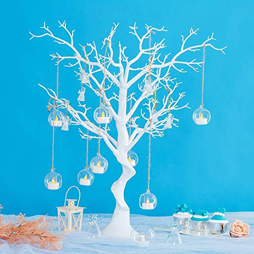 Sziqiqi Weißer künstlicher Baum für Hochzeiten, Partys, Weihnachten – 1 Stamm + 10 Zweige, einfache Montage