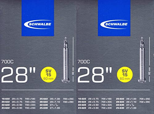 2X Schwalbe SV 15 60mm Ventil Schlauch 28' 700 622 Rennrad 28 Zoll SV15