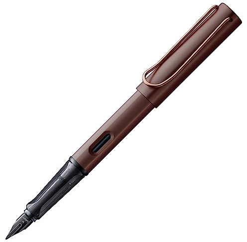 Lamy Lx Füller marron – PVD-veredelte Feder & ergonomischer Griff – eloxiertes Aluminiumgehäuse – Strichbreite EF – inkl. Tintenpatrone T 10 blau & Metalletui – für Rechtshänder