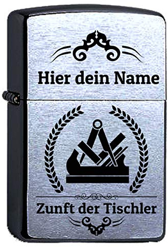 Zippo Benzinfeuerzeug Tischler Zunftsymbol personalisiert mit Gravur Dein Name Wunschtext Schreiner Personalisieren Zunft Zunftwappen