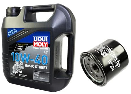 Motoröl Set mineralisch 10W40 4 Liter + Ölfilter HF204 für Arctic Cat H o n d a Kawasa ki S u z u k i Trium ph Yamaha Cat CB CBF CBR GL ST VFR VT