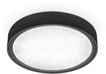 B.K.Licht - LED Deckenlampe mit Sternenhimmel, neutralweiße Lichtfarbe, 12 Watt, 1200 Lumen, Deckenleuchte, LED Lampe, Wohnzimmerlampe, Schlafzimmerlampe, Küchenlampe, 25x5,2 cm, Matt-Schwarz