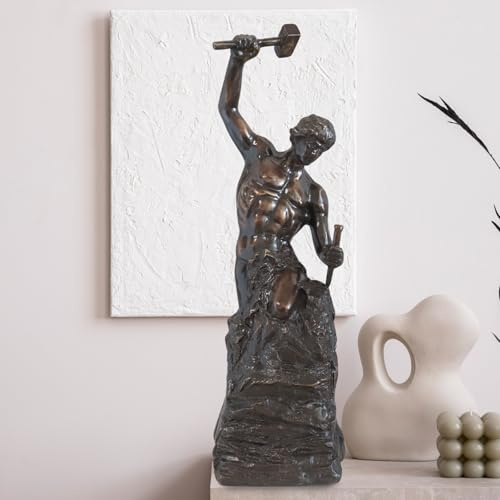 YouFine Bronze Self Made Man Sculpture to Upgrade Your Decor - Our Handcrafted 18.5'' Height Bronze Figure Statue is Perfect for Any Home or Office